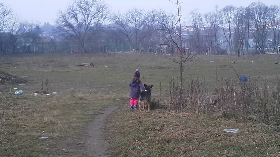 Kind en hond in Roemenië